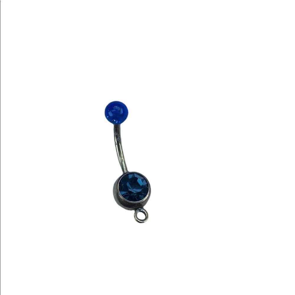 Blue and gold belly button ring